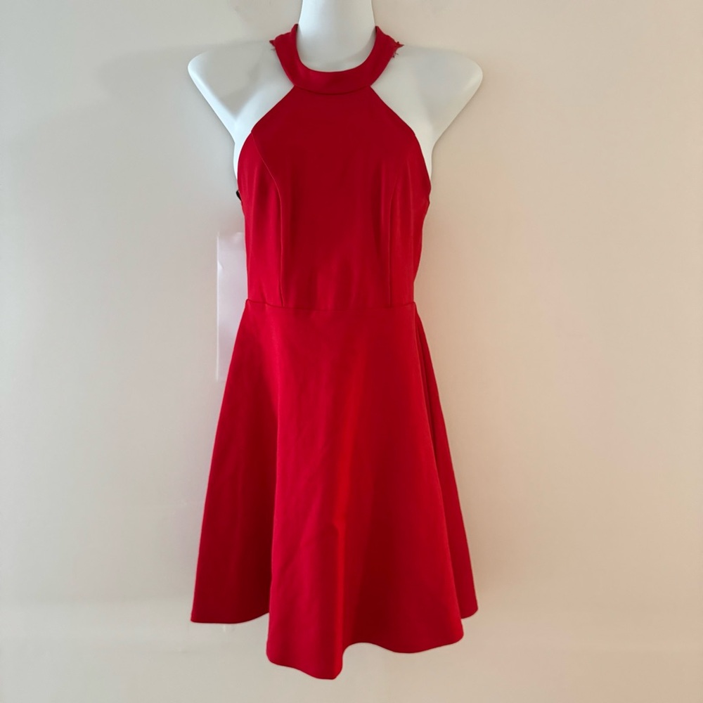 Lulu's Vibrant Red Halter Mini Dress